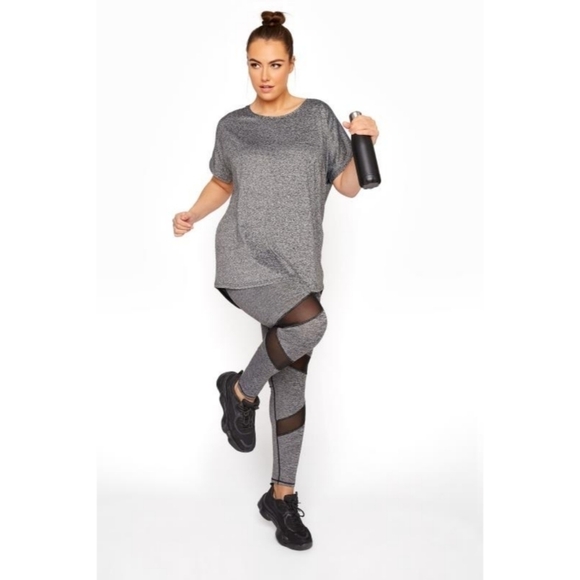 SOLID Gray with Mesh Insert Full Length Leggings Size 10-12 NWT - Picture 1 of 2